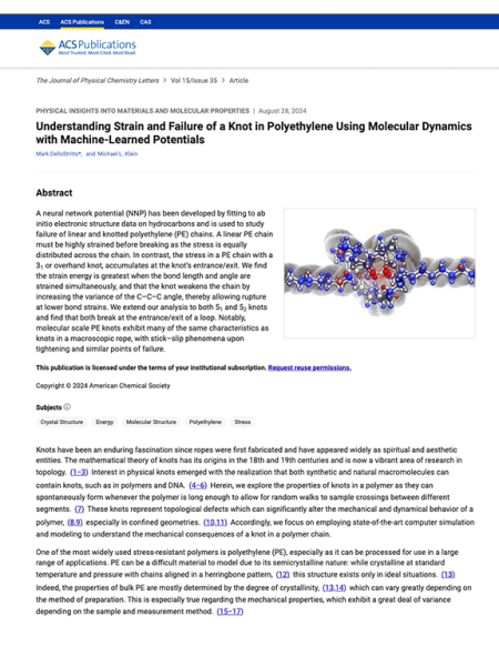 Understanding Strain and Failure of a Knot in Polyethylene Using Molecular Dynamics with Machine-Learned Potentials